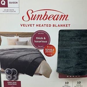 Sunbeam plush Heated Blanket SLATE Grey Queen Size